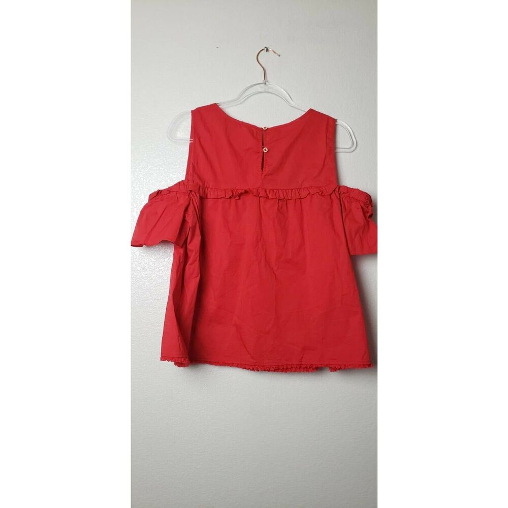 Democracy Red Cold Shoulder Ruffle Sz L - Picture 8 of 12